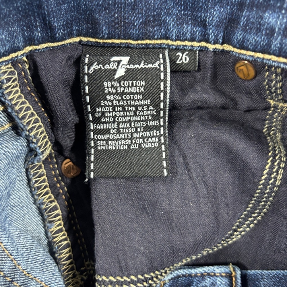 7 For All Mankind The Ankle Skinny Jeans Womens 26 Blue Distressed Ripped - Picture 9 of 12